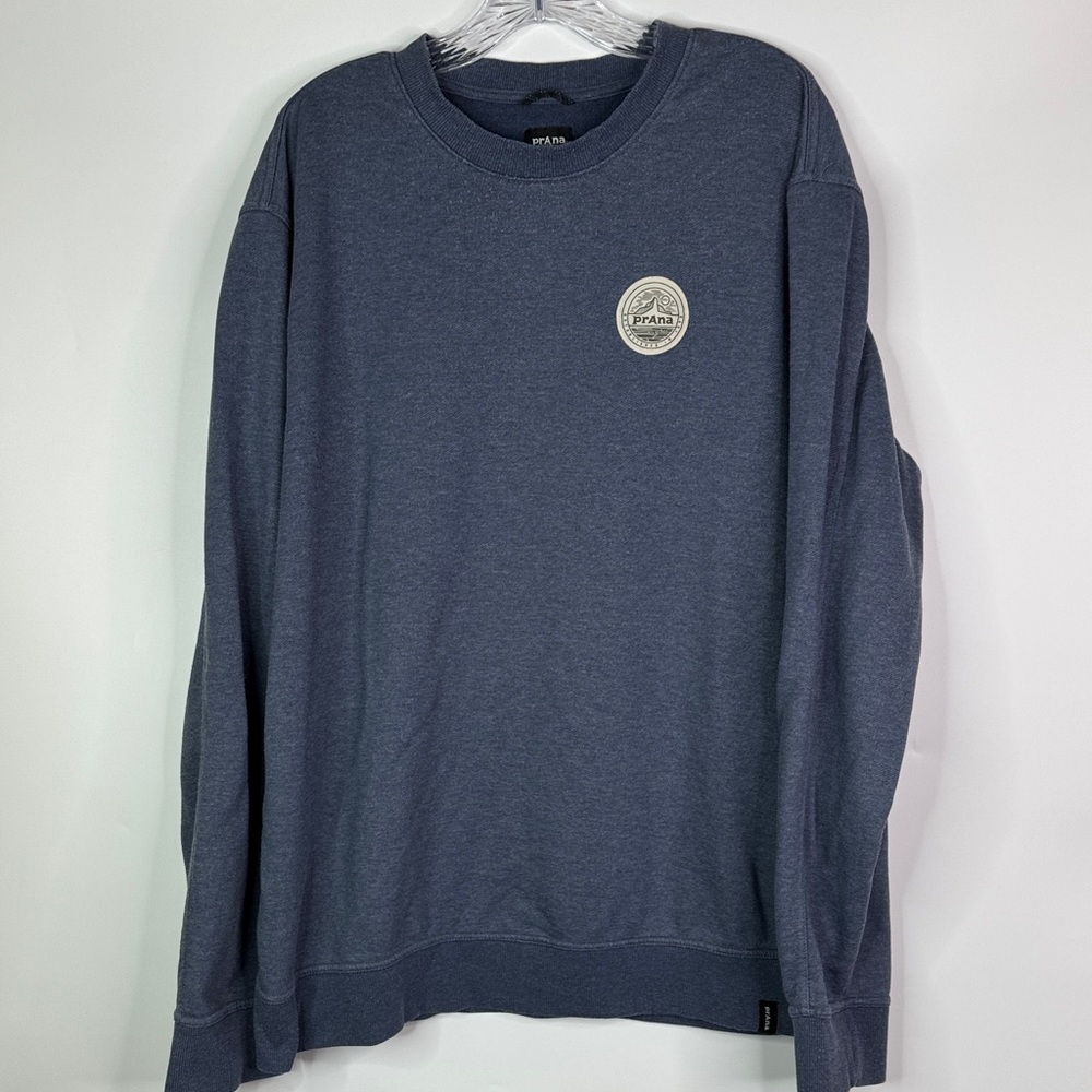 Prana Patch Pullover Crewneck Blue Sweatshirt Size XL